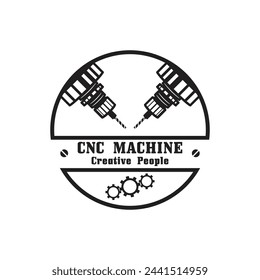 CNC Lathe machine Logo Computer Numerical Control modern 3D cutting technology design manufacturing industry cutting. This logo is ideal for cnc cutting maschines, woodworking industry, and similar.