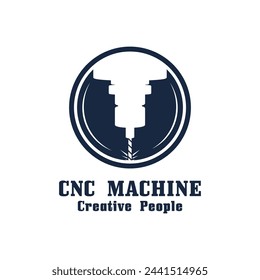 CNC Lathe machine Logo Computer Numerical Control modern 3D cutting technology design manufacturing industry cutting. This logo is ideal for cnc cutting maschines, woodworking industry, and similar.