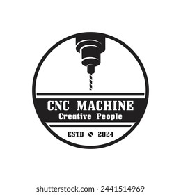 CNC Lathe machine Logo Computer Numerical Control modern 3D cutting technology design manufacturing industry cutting. This logo is ideal for cnc cutting maschines, woodworking industry, and similar.