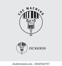 CNC Lathe machine Logo Computer Numerical Control modern 3D cutting technology design manufacturing industry cutting. This logo is ideal for cnc cutting maschines, woodworking industry, and similar.