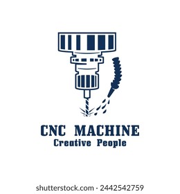 CNC-Drehmaschine Logo Computer Numerical Control moderne 3D-Schneidetechnik Design Herstellung Industrie Schneiden. Dieses Logo ist ideal für CNC-Schneidemaschinen, Holzbearbeitungsindustrie und Ähnliches.