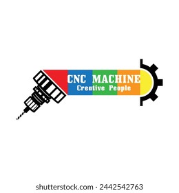 CNC Lathe machine Logo Computer Numerical Control modern 3D cutting technology design manufacturing industry cutting. This logo is ideal for cnc cutting maschines, woodworking industry, and similar.