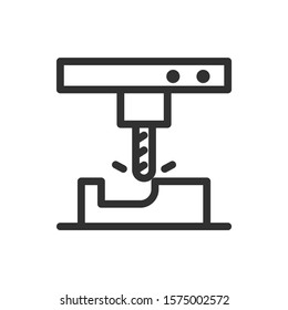 CNC machine, Drilling machine, linear icon. Editable stroke