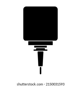 CNC Machine head with drill tool icon on white background.