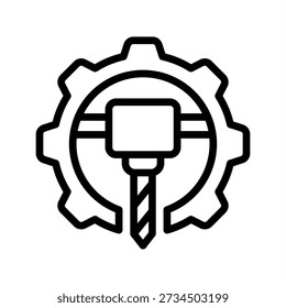 Icono de La Máquina Cnc - Estilo Negro de Los Iconos Del Esquema Para La Gestión de Producción
