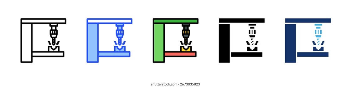 Colección del icono de la máquina del CNC con estilos múltiples