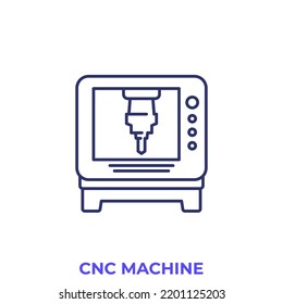 CNC Machine Icon, Line Vector