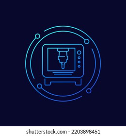 CNC Machine Icon, Linear Design