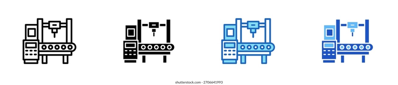 Cnc Machine Icon Set Multiple Style Collection