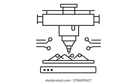 Cnc machine illustration, automated cutting, carving, and shaping system for precision manufacturing process