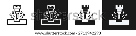 Cnc Machine Line N Glyph Icon Style In White And Black Background