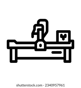 cnc Maschine Manufacturing Engineer Linie Symbol Vektorgrafik. cnc Maschinenbau Ingenieurzeichen. isoliertes Kontursymbol