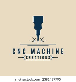 cnc machine modern technology factory logo design template vector illustration design