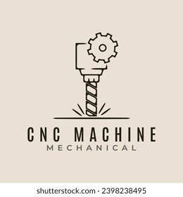 Máquina Cnc tecnología moderna marca de línea icono y símbolo diseño de ilustración mecánica vectorial