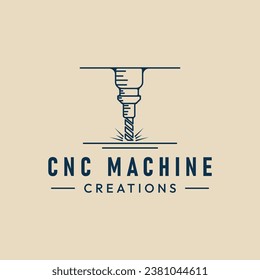 cnc machine modern technology logo line art vector illustration design