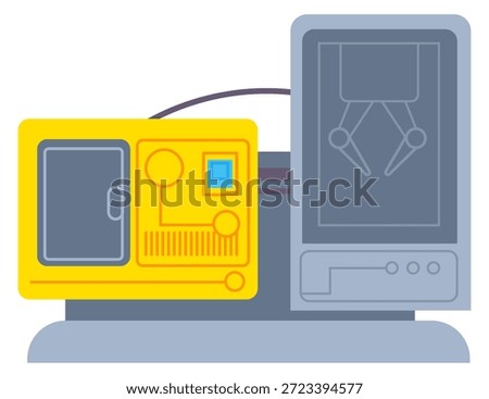 Cnc machine with robotic manipulator. Factory color icon