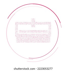 The cnc machine symbol filled with pink dots. Pointillism style. Vector illustration on white background