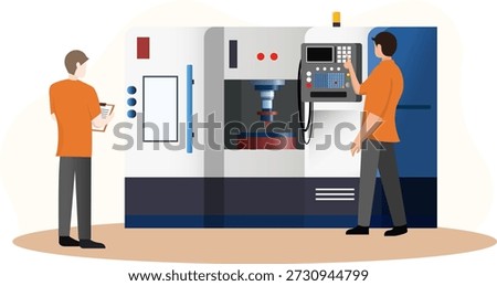 cnc machinist technician operating a CNC machine, Computer Numerical Control (CNC) machining system