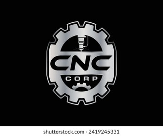 CNC Metal Machinery Logo Design Template