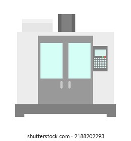 CNC Milling Machine. Computer Numerical control used for machining a product by programming using g-code. icon flat design vector illustration isolated on white background