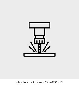 CNC Milling Machine Spindle. Vector Outline Icon Milling Tool.