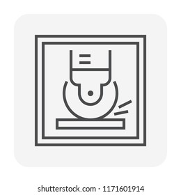 CNC milling process and computer control, Cnc grinding  machine to remove material from work piece, Vector illustration icon set design.