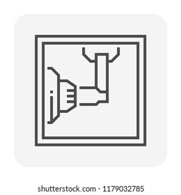 CNC milling process and computer control machine using rotary cutter to remove material from work piece, 
CNC machine to drilling, grinding, milling etc. Vector illustration icon design.