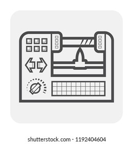CNC milling process and computer control machine using rotary cutter to remove material from work piece, CNC spiral milling tool vector illustration icon design.