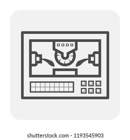 CNC milling process and computer control, Cnc grinding  machine to remove material from work piece, Vector illustration icon set design.