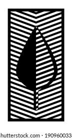 Cnc pattern with leaf. Decorative panel, screen,wall. Vector cnc leaf for laser cutting. Template for interior partition, room divider, privacy fence.