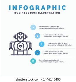 Cnc, Robotics, Technology Line icon with 5 steps presentation infographics Background