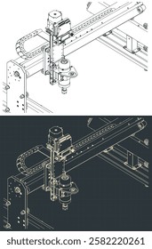 CNC Router isometric blueprints sclose-up