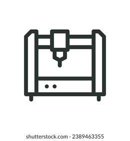 CNC router machine isolated icon, CNC machine vector icon with editable stroke