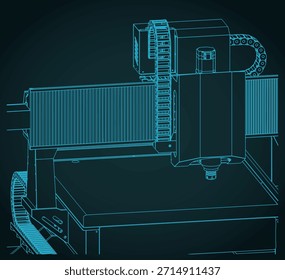 Máquina de fresagem de roteador CNC projeto isométrico ilustração vetorial estilizado