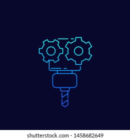 CNC service, vector icon, linear