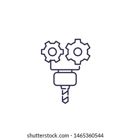 CNC service, vector line icon