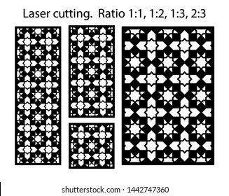 Cnc template set. Laser pattern. Set of geometric decorative vector panels for laser cutting.