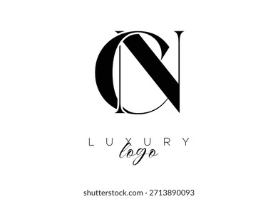 CN, cn Logotipo de tipografía de monograma de letras serif para una identidad de marca de Premium elegante