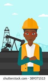 Cnfident oil worker.