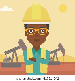 Cnfident oil worker.