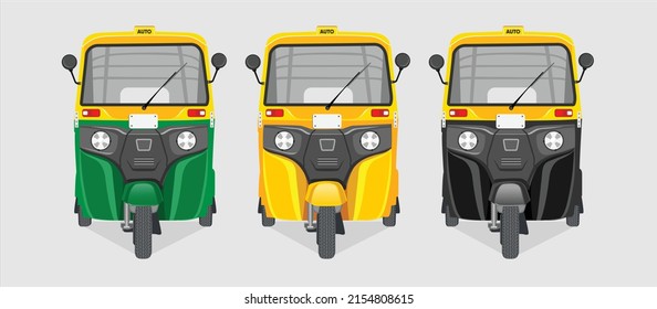 CNG Auto Ricksaw, 3 Colors Auto Rickshaw, Indian Vehicle