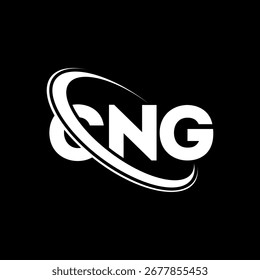 Logotipo del CNG. Carta de GNC. Diseño del logotipo de la letra del CNG. Logo de las iniciales CN G enlazado con el círculo y el logotipo del monograma en mayúsculas. Tipografía CNG para tecnología, negocio y marca inmobiliaria.
