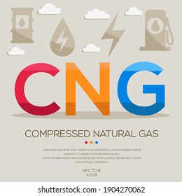 CNG mean (Compressed natural gas) Energy acronyms ,letters and icons ,Vector illustration.