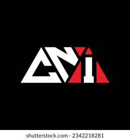 CNI triangle letter logo design with triangle shape. CNI triangle logo design monogram. CNI triangle vector logo template with red color. CNI triangular logo Simple, Elegant, and Luxurious design.