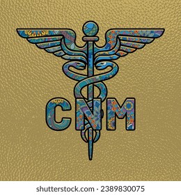 CNM Nurse, Medical symbol caduceus CNM nurse practitioner vector, coloring medical symbol with CNM text, Caduceus Symbol, CNM Nurse Mandela design