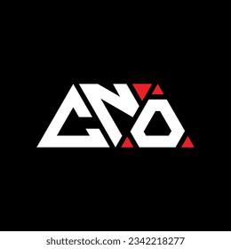 CNO triangle letter logo design with triangle shape. CNO triangle logo design monogram. CNO triangle vector logo template with red color. CNO triangular logo Simple, Elegant, and Luxurious design.