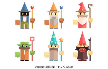 Cnomes Dwarves Set, Fairy Tale Design Elements, Fantasy Game Heroes Vector Illustration