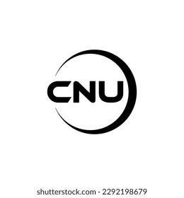 CNU letter logo design in illustration. Vector logo, calligraphy designs for logo, Poster, Invitation, etc.
