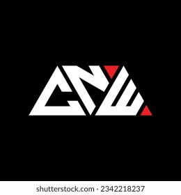 CNW triangle letter logo design with triangle shape. CNW triangle logo design monogram. CNW triangle vector logo template with red color. CNW triangular logo Simple, Elegant, and Luxurious design.