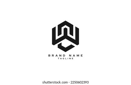 CNW, WNC, CW, WC, Abstract initial monogram letter alphabet logo design